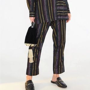Multicolor metallic thread pants